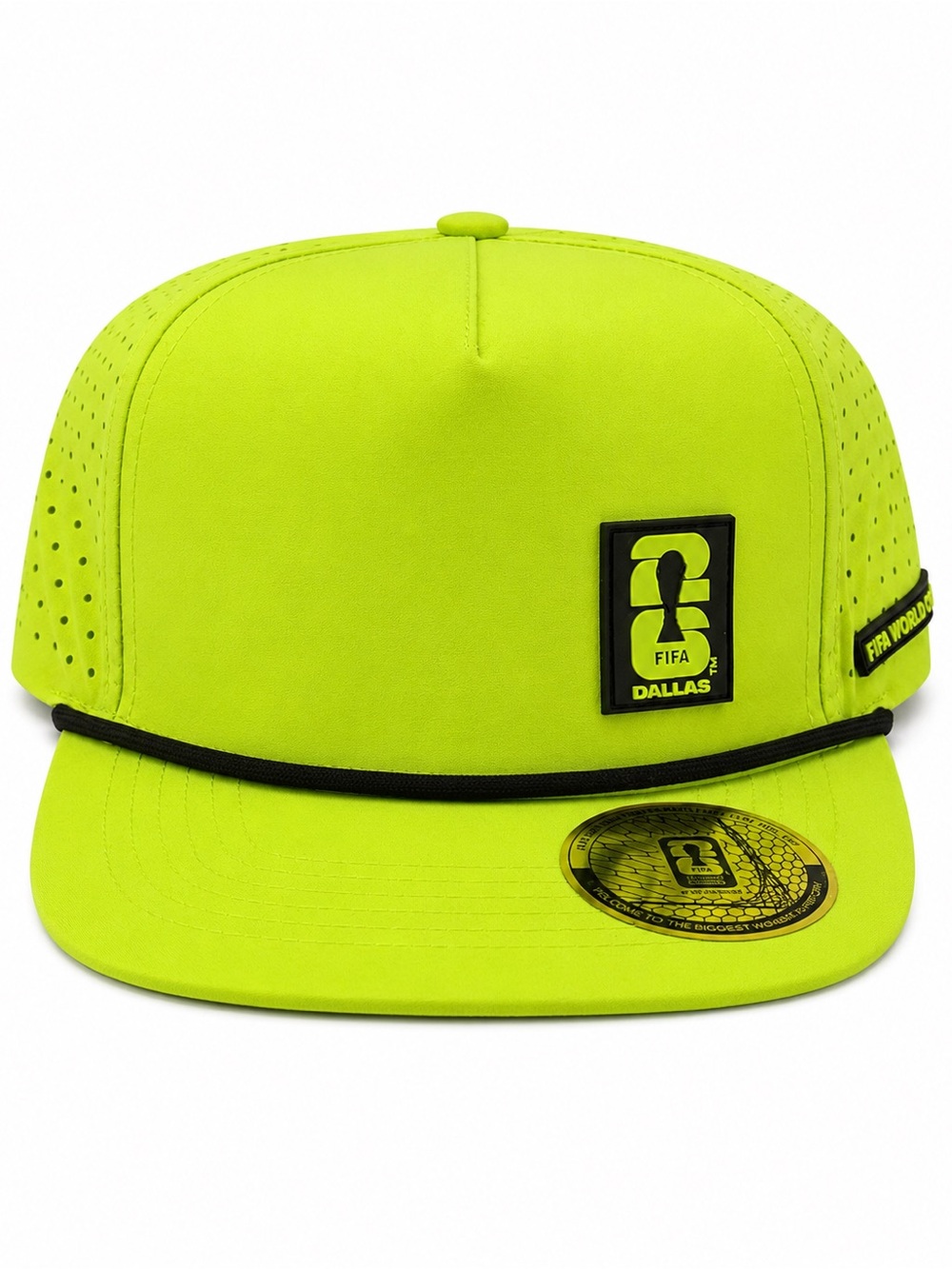FIFA World Cup 26 Dallas Lime Green Water Resistant Snapback Hat NWT